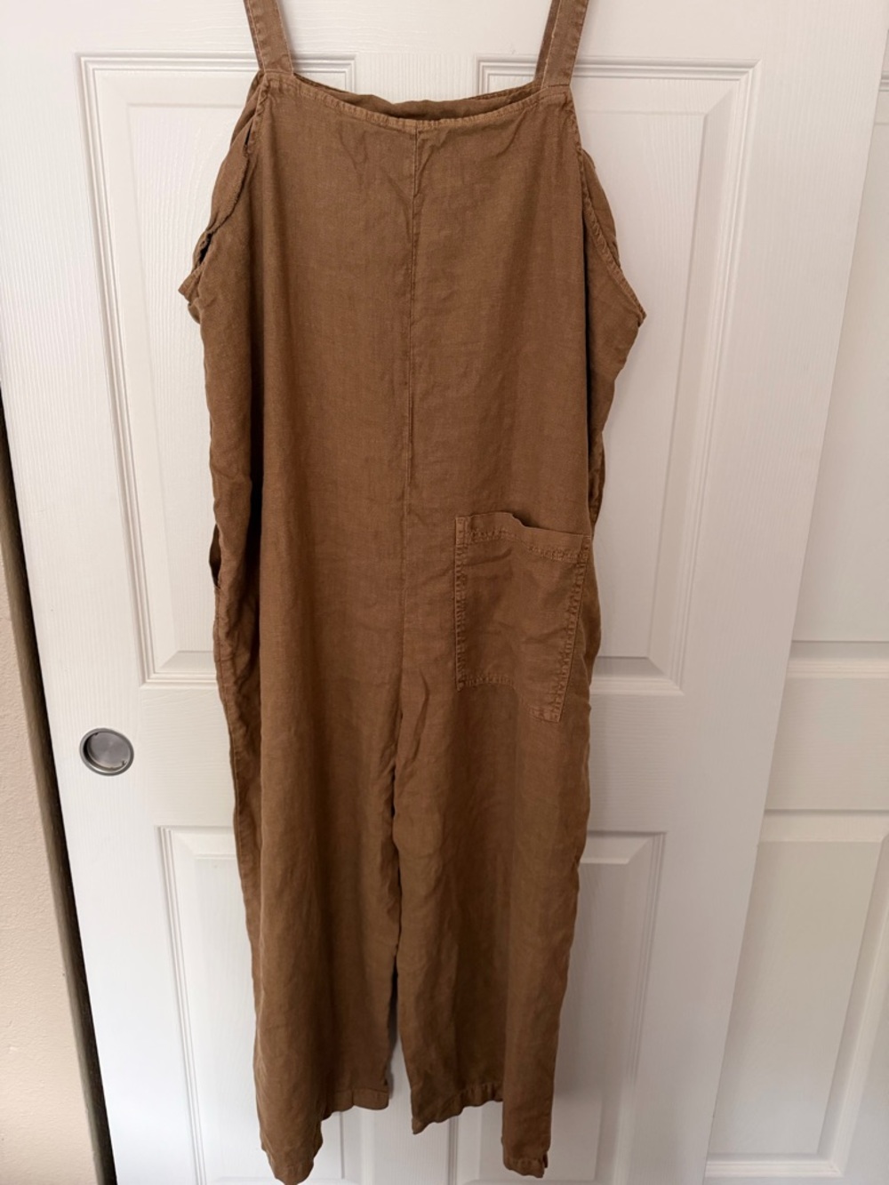 Universal Thread Cotton-Look Tan Wide-Leg Jumpsuit - Picture 4 of 6